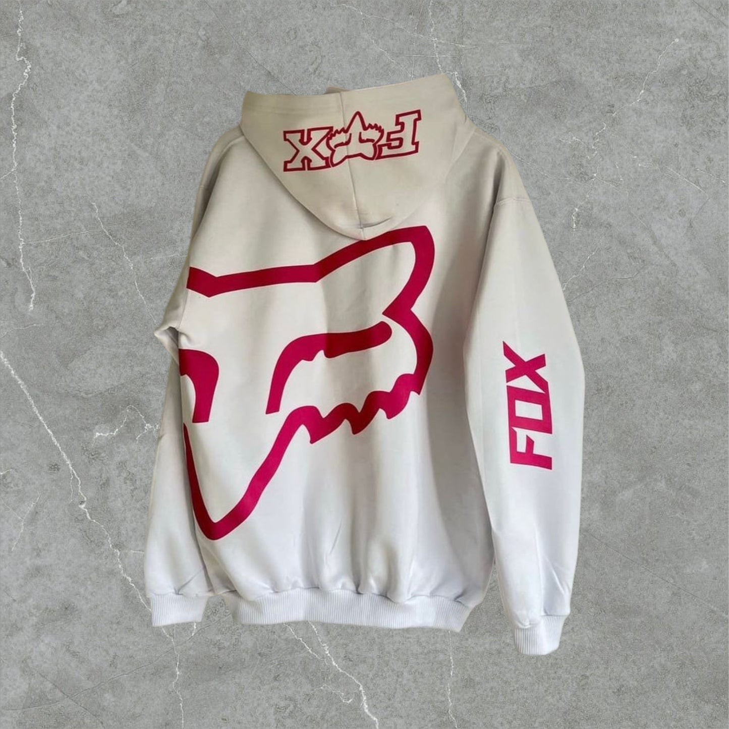 Poleron Fox Rider Blanco Rosado