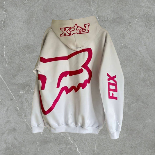Poleron Fox Rider Blanco Rosado