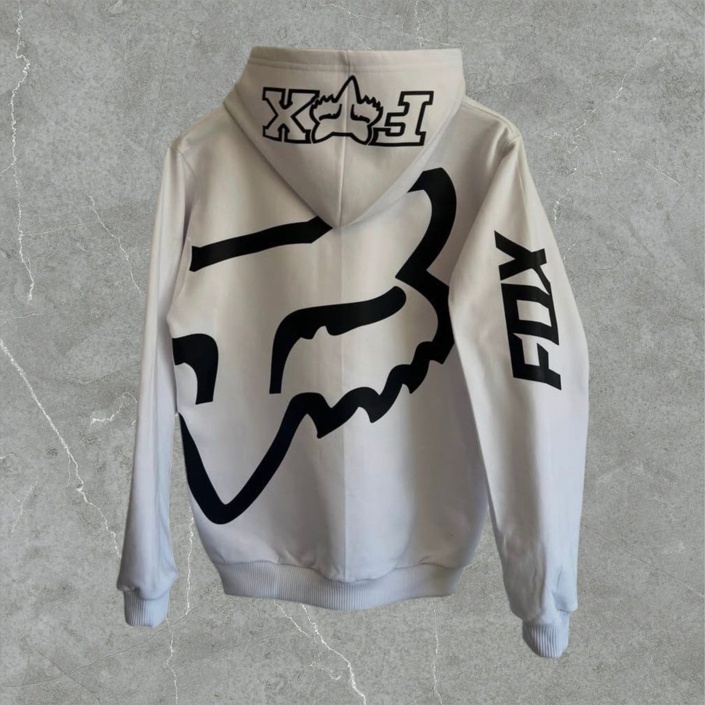 Poleron Fox Rider Blanco Negro